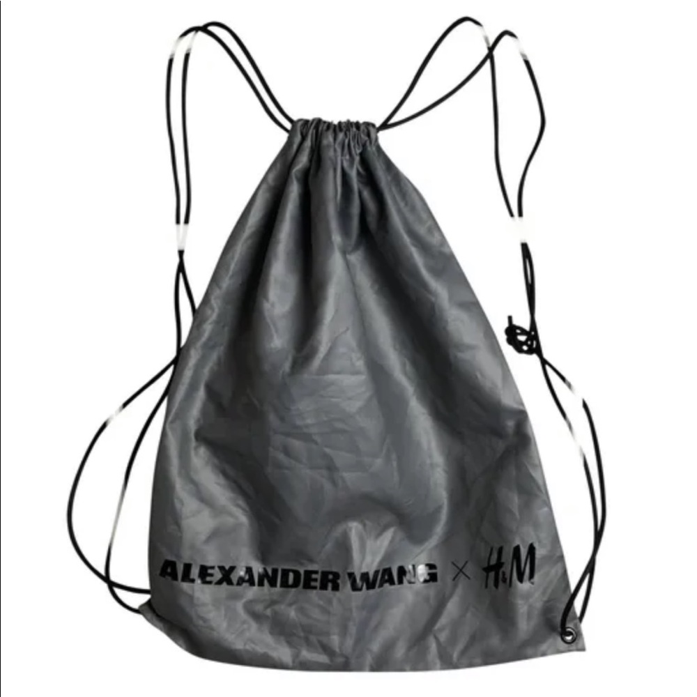 Alexander Wang X H&M Silver/Metallic Nylon Drawstring Backpack *RARE*